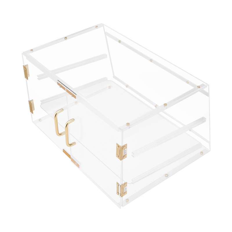 Vitrine de boulangerie, vitrine à pâtisserie commerciale à 2 niveaux, boîte à pain en acrylique transparent pour la cuisine, armoire à gâteaux avec porte arrière magnétique pour beignet à dessert, 20,7 po x 15,7 po x 12 po