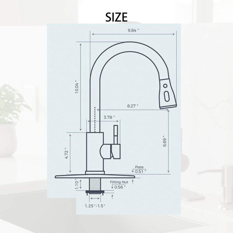 Robinet de cuisine rétractable High-Arc - acier inoxydable SUS 304 - poignée simple, finition grise, Gris