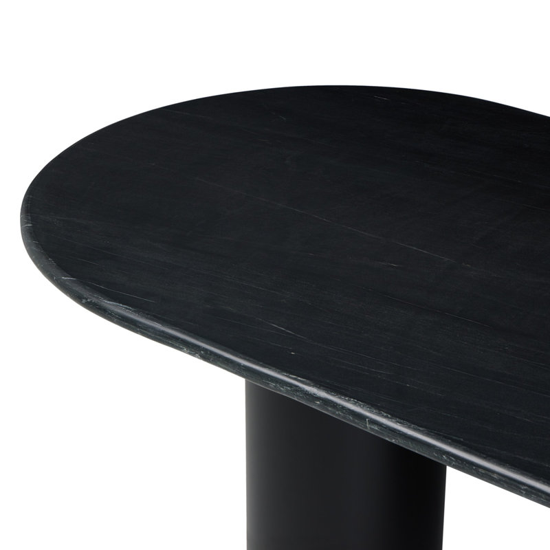 Belle Oval Marble Dining Table, Black Marble