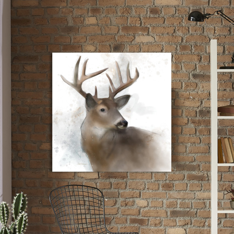 « rainsoft cerf », reproduction d’art sur toile tendue, H 18 po x l 18 po