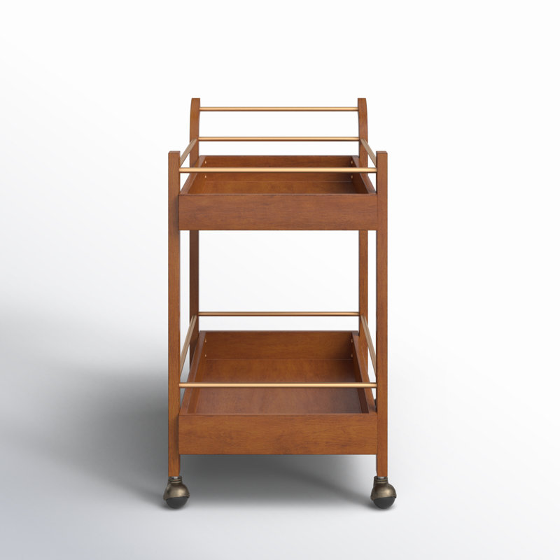 Andresha Wood Bar Cart, Walnut
