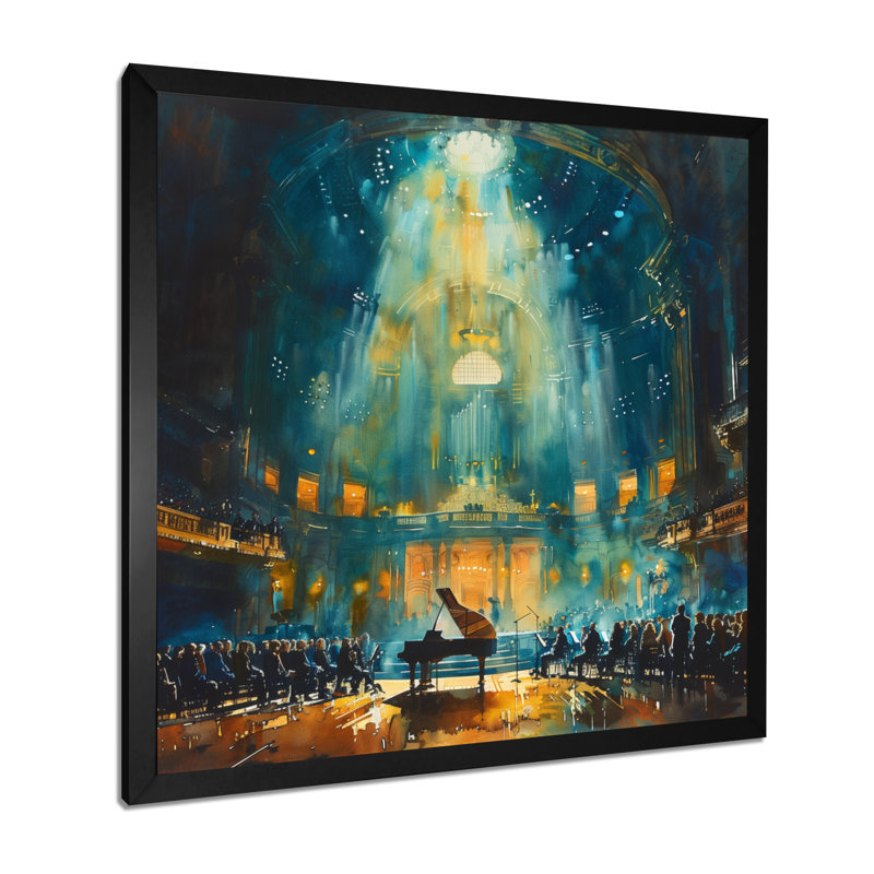 Salle de concert Blue Piano, H 16 po x l 16 po, Cadre photo noir simple