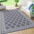 9 x 12 ft Plastic Gray and White Rectangular Area Rug Rhomb Border Modern  for Beach Front Porches Patio Picnic RV Camping Garage-1898695619-1898695229