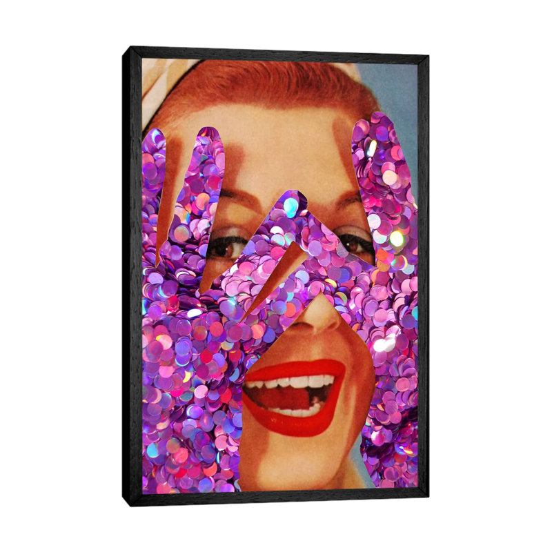 Purple Glitter by Kiki C Landon - Print on Canvas, Black Framed, 66.04cm H x 45.72cm W x 3.81cm D