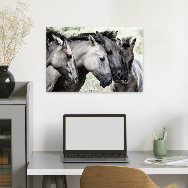 Peaceful Horse Family Peaceful Contemporary Horse Nature Portrait Wall Art Print 1 Piece Wrapped Canvas Wall Art