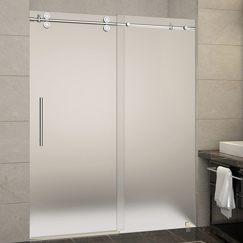 Langham 75" Frameless Frosted Glass Sliding Shower Door