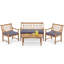 Ensemble de 4 meubles de patio en bois avec coussins de siège souples, structure en bois d'acacia massif-41964179
