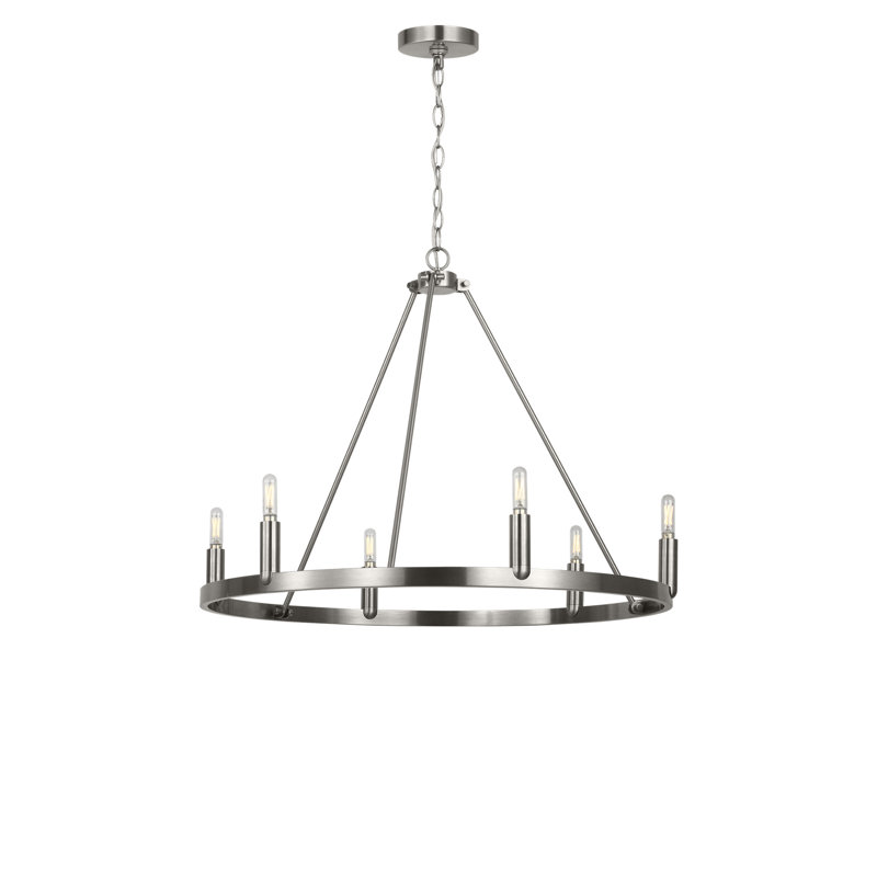 Mirla Six Light Chandelier, Brushed Nickel, No