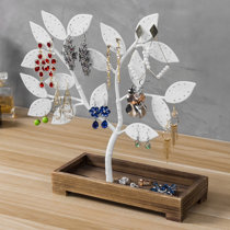 MyGift Gold Metal Jewelry Holder Stand with Ring Tray, Decorative Cactus  Shaped Jewelry Tree for Necklaces and Bracelets