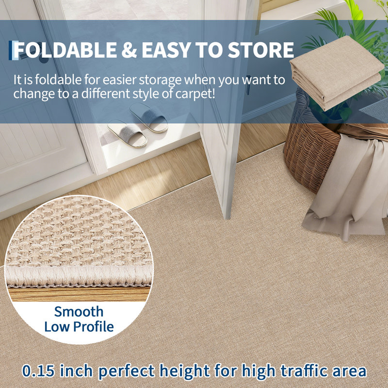 Grand tapis lavable moderne 9 x 12 pour tapis de salon texturé antidérapant tissé pour la chambre à coucher - Mince tapis antidérapant pliable pour bureau de chambre à coucher