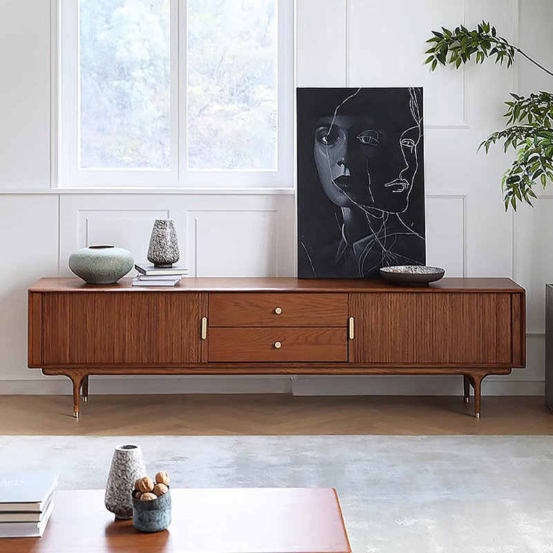 Meuble télé rétro avec rangement simple, H 22,83 po x L 78,74 po x l 17,72 po