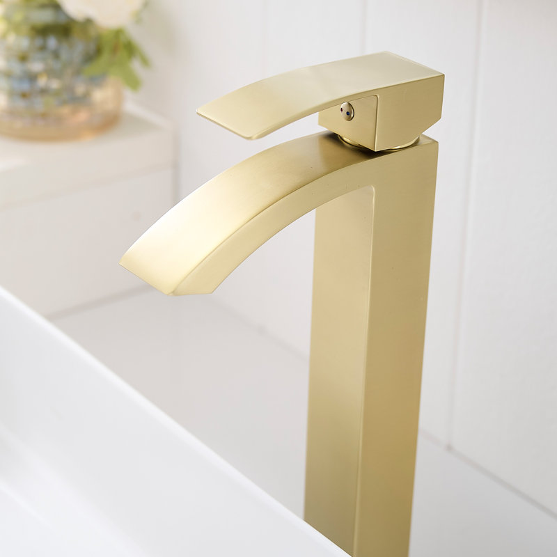 Topcraft Single Handle Single Hole Bathroom Sink Faucet, Vessel sink Faucet, Brushed Gold