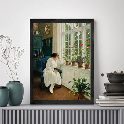 Art mural encadré noir moderne, femme, peinture murale avec cadre en bois noir durable pour la décoration intérieure