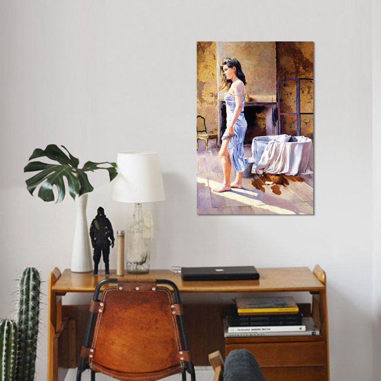 « elisa e la tinozza », reproduction d’art sur toile tendue, H 40 po x l 26 po x P 1,5 po, Pas de tapis, Toile tendue