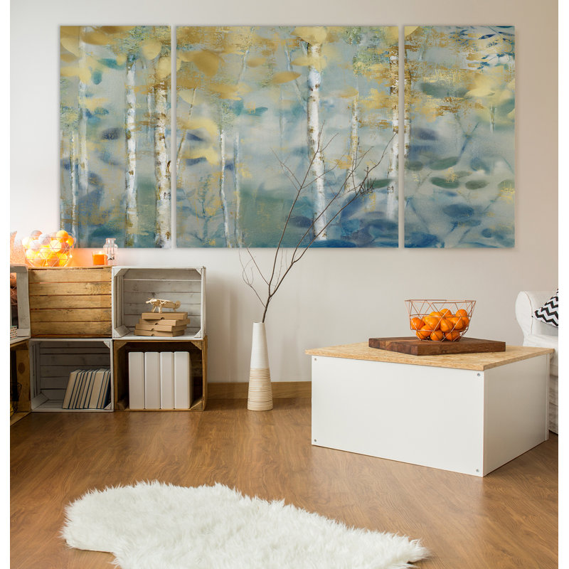 " Gilded Forest II " 3 - Pieces, 32" H x 64" W x 1.5" D