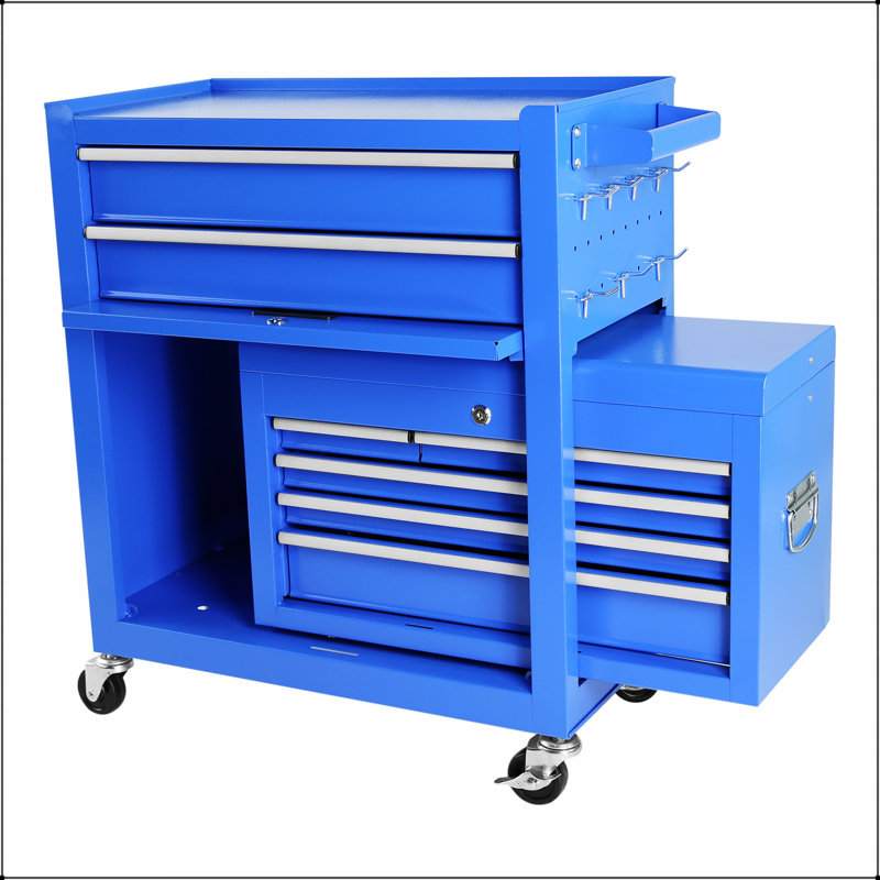 Coffre à outils à grande capacité avec 8 tiroirs, armoire amovible et système de verrouillage pour garage et atelier