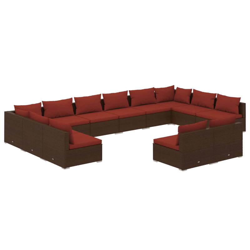 12 Piece Sofa Seating Group, Brown and cinnamon red