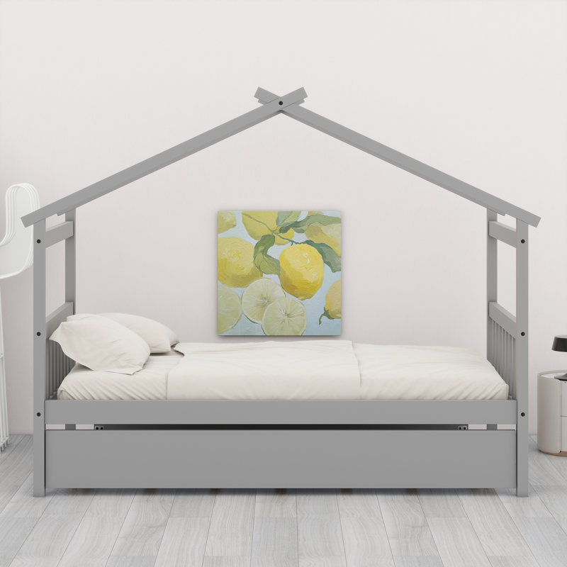 Lit en bois avec couchette, Gris