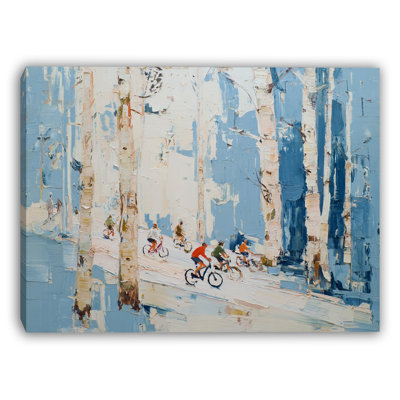 «Birch Path Cyclistes», art mural sur toile tendue