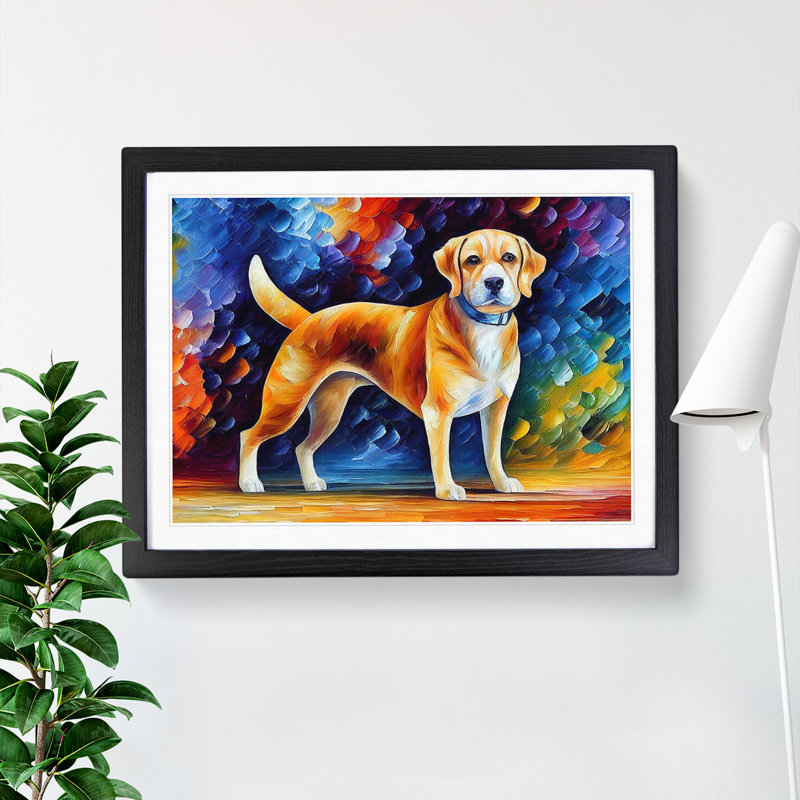 Dog Vol.2 Abstract - Single Picture Frame Painting, 25cm H x 34cm W x 2cm D, Black