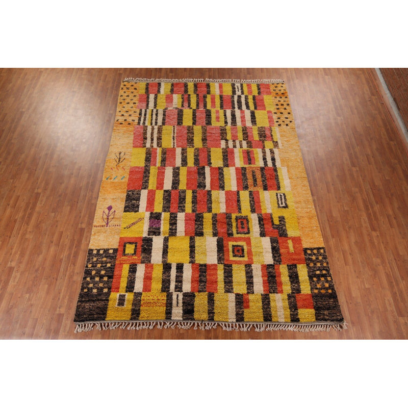 Tapis oriental marocain en peluche fait à la main 9 x 13