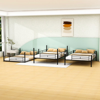 Metal Bunk Bed with Guardrails
