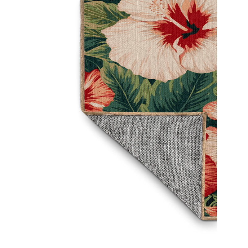 Tapis botanique brun lavable à la machine, Rectangle 3 pi x 5 pi