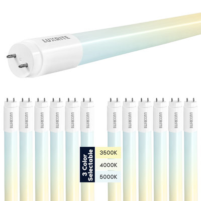 Lumière de tube Lux8 TFT à DEL 4 pi, 13 W = 32 W, option 3 couleurs, alimentée par une extrémité et une double extrémité, 1950 lumens, paquet de 12 F32T8