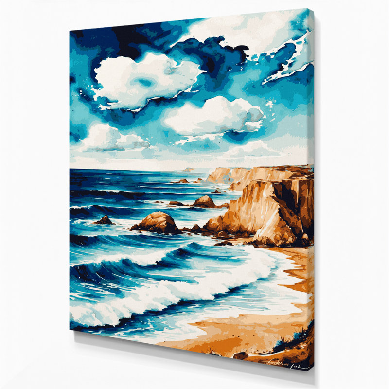 «Watercolor Landscape 53», art mural sur toile beige, H 11 po x l 14 po