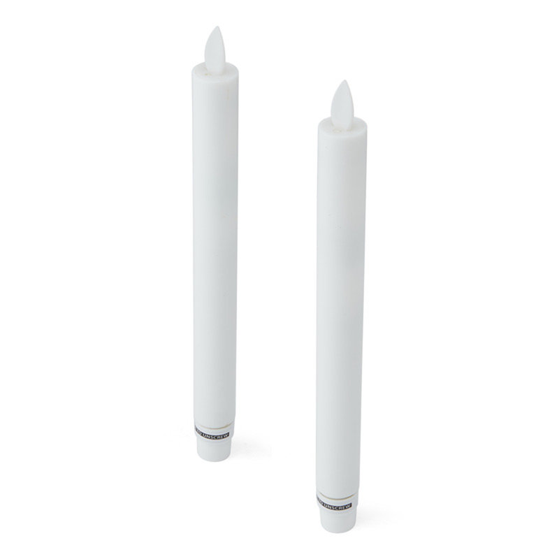 Set of 2 Realistic LED Flame Technology Wax Taper with Blow Out Feature, 10 Inch