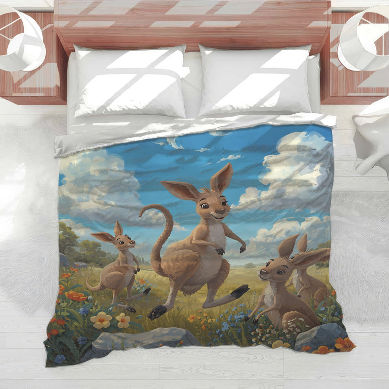 Kangaroos In Wildflowers Comforter, Twin Extra Long