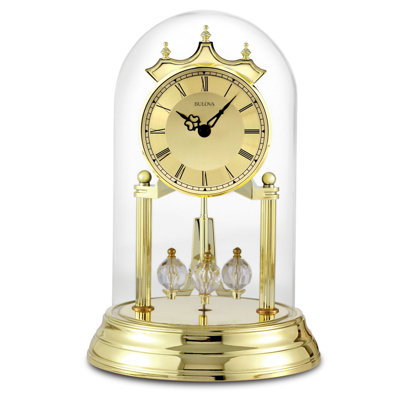 Modern & Contemporary Analog Glass Quartz movement / Crystal Tabletop Clock in Gold