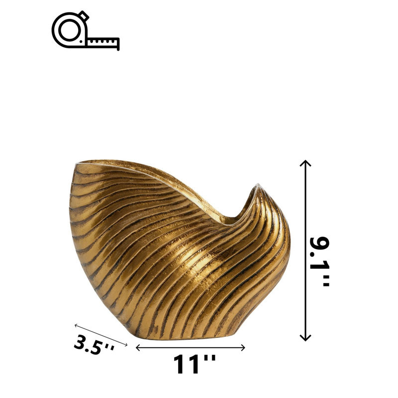 Récipient décoratif Nautilus ondulé peint à la main Coastal Glam