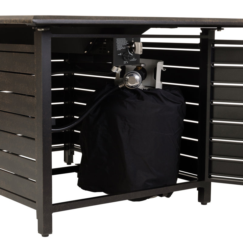 Fire Sense Talbot Aluminum Convertible Gas Fire Pit Table 55,000 BTU Bronze Finish-Rectangular 48"