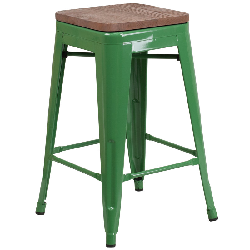 Tabouret à hauteur de comptoir 24 po Gladus, Vert, Tabouret de comptoir (assise de 24 po de hauteur), 1