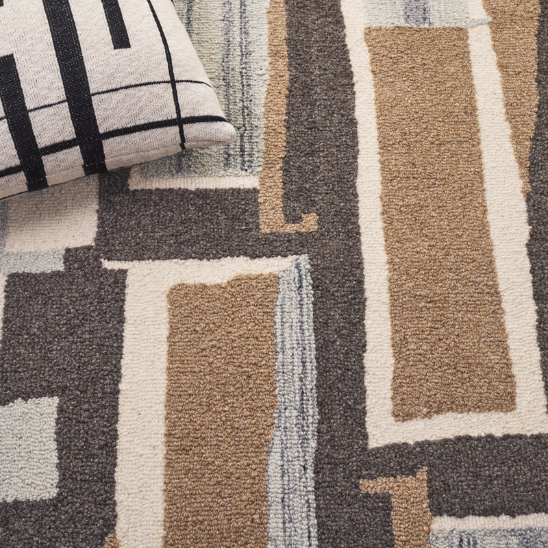 Ebony 816 Hand Tufted Wool & Cotton Abstract Rug, Rectangle 5' x 8'