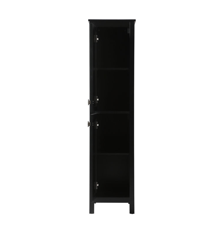 Destinymarie Linen Cabinet, Black/Brushed Nickel, 65"H x 16"W x 22"D
