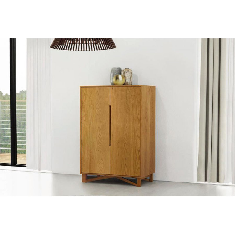 Exeter Solid Wood Bar Cabinet, Autumn Cherry