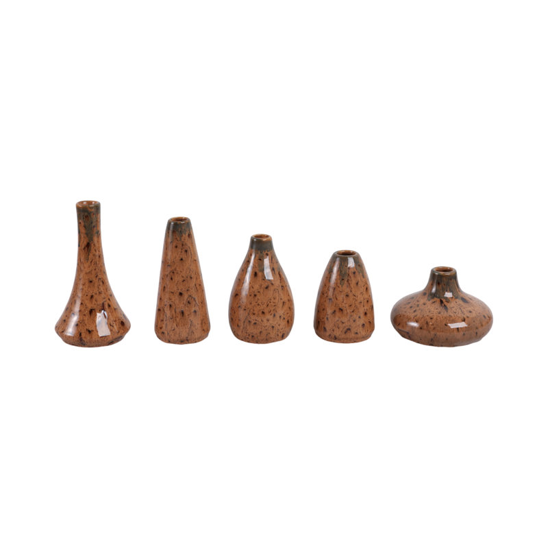 Vases décoratifs modernes en grès et en céramique avec des silhouettes élégantes et des formes courbes élégantes - ensemble de 5