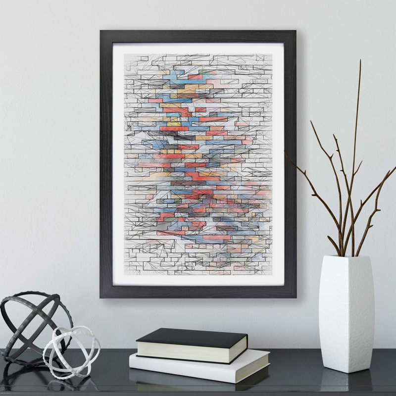 Toy Bricks - Framed Print, 62cm H x 87cm W x 2cm D, Black