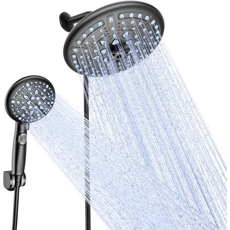 Pomme de douche à pluie double 1,75 GPM GPM, Noir mat