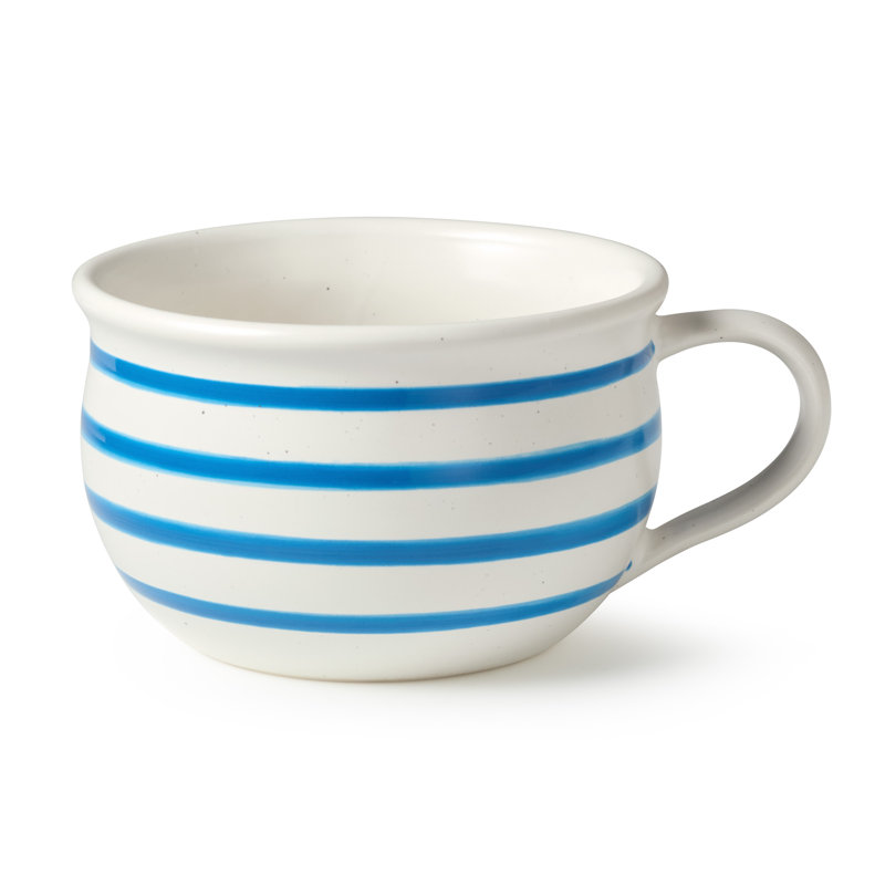 Dockside Blue Jumbo Chowder Bowls - Set of 4, 22 oz, Perfect for Soups, Stews, and Casual Dining - Durable Stoneware with Coastal Charm. Great for serving chowders, bisques, or noodle soups.