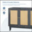 Panneaux de grain de qualité supérieure fabriqués à la main, buffet Buffet avec 4 portes en rotin, armoire de rangement moderne avec tablettes réglables pour le salon (gris foncé antique)-118038142