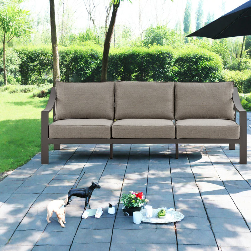 Canapés de patio modernes et durables, structure en métal brun pour l'extérieur