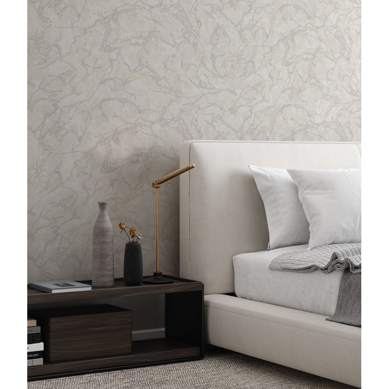 Papier peint texturé marbré Modern Modern, Blanc