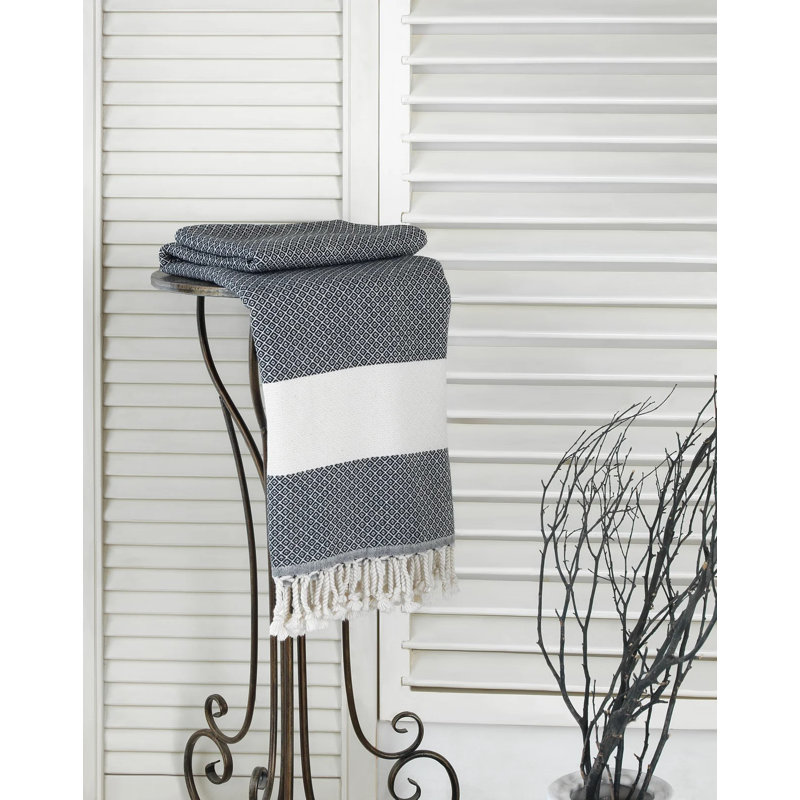 2-Pack Turkish Beach Towels, 100% Cotton Sand-Free Peshtemal Blanket, Black