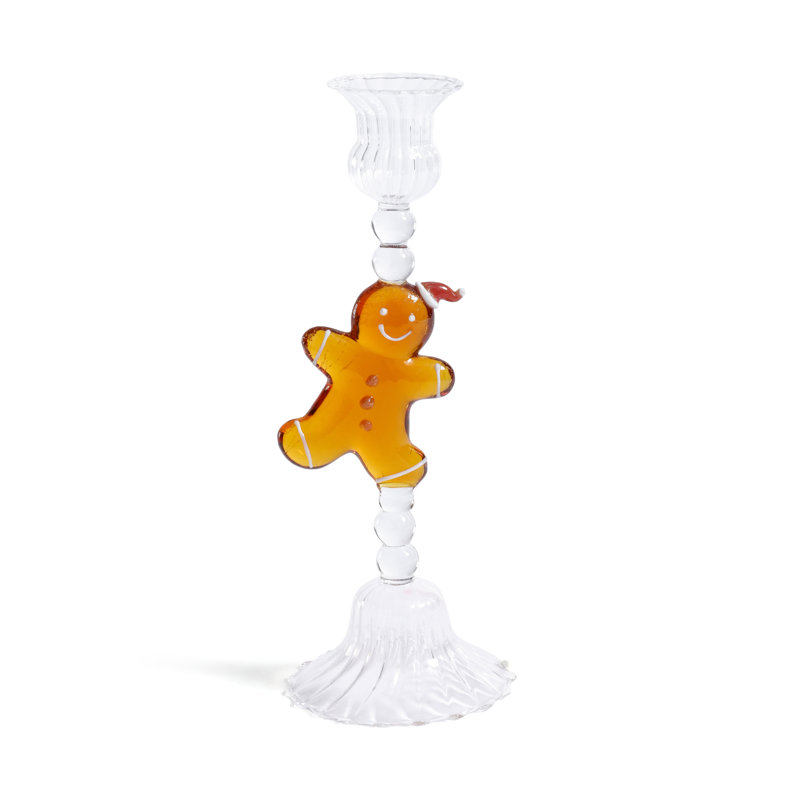 Holiday Gingerbread Taper Candle Holders, Set of 4