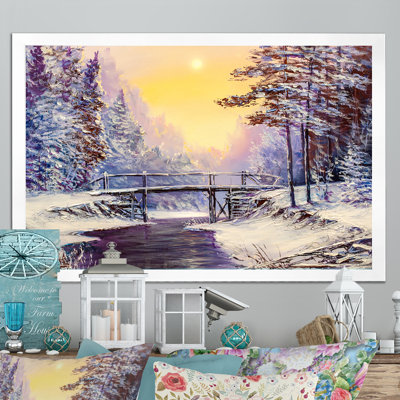 Coucher de soleil sur la rivière Winter, reproduction sur toile flottante