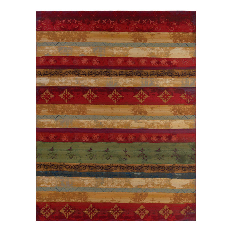 Merrimac Floral Red/Beige Indoor/Outdoor Area Rug, Rectangle 10' x 14'1"