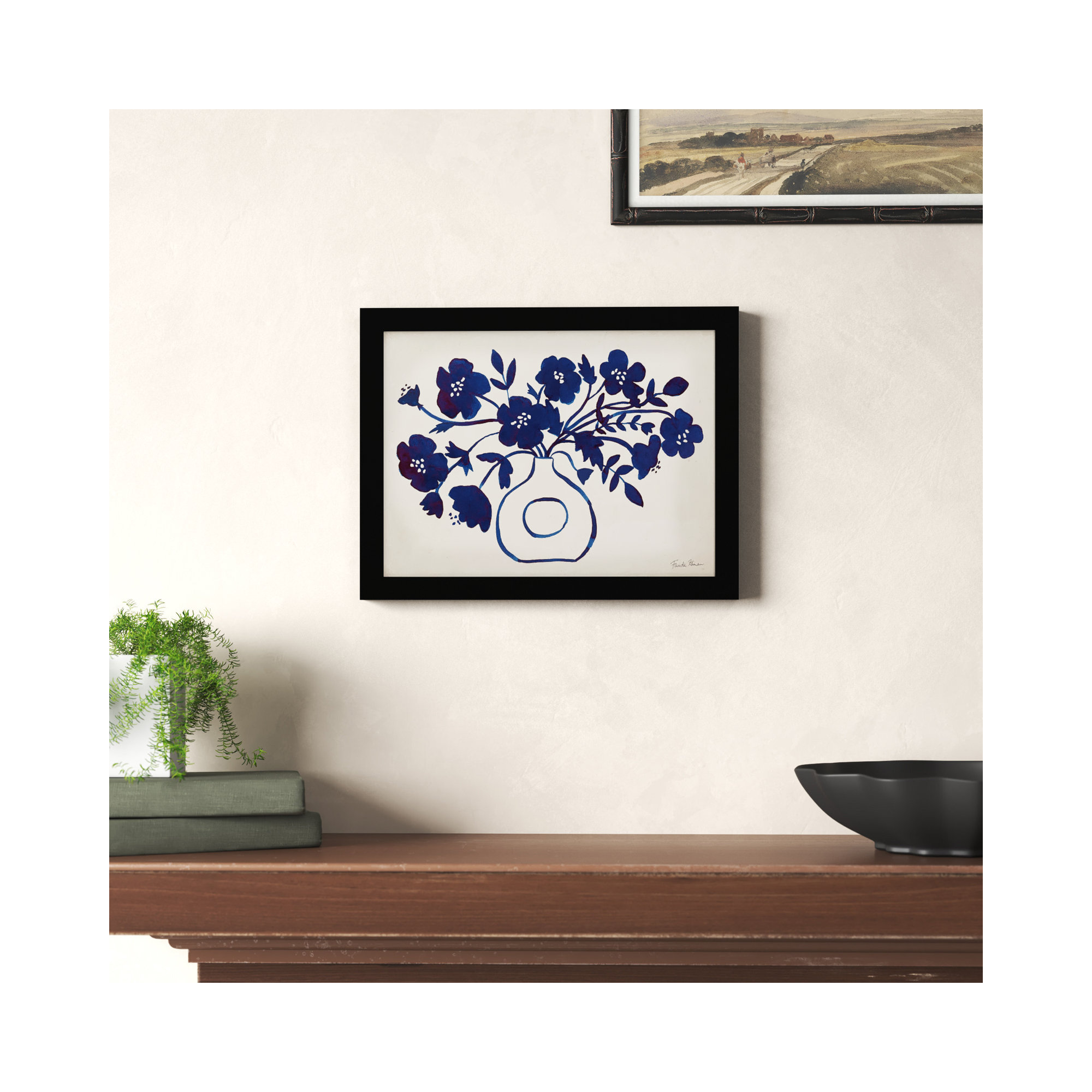 Modern Blue by Farida Zaman, Black, 10" H x 13" W x 1" D